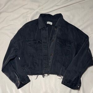 Mono B Charcoal Cropped Denim Jacket